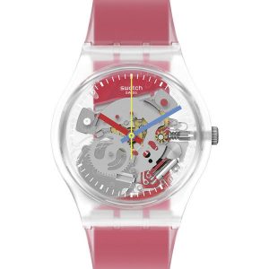 SWATCH Clearly Red Striped GE292