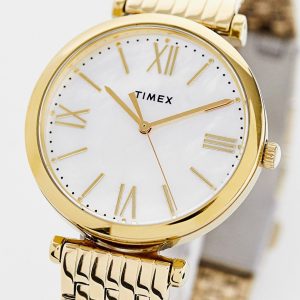 Timex - Guldfärgad klocka med tonad urtavla