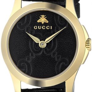 Gucci G-Timeless Damklocka YA126581A Svart/Läder Ø27 mm