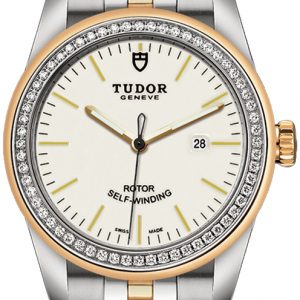Tudor Glamour Date Damklocka 53023-0065 Vit/Gulguldtonat stål Ø31 mm