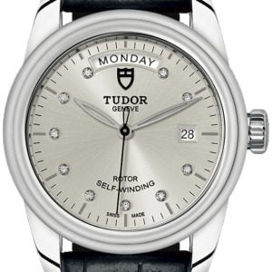 Tudor Glamour Day-Date 56000-0028 Silverfärgad/Läder Ø39 mm