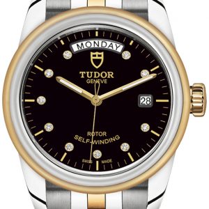 Tudor Glamour Day-Date 56003-0008 Svart/18 karat gult guld Ø39 mm