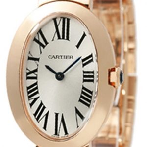 Cartier Damklocka W8000005 Baignoire Silverfärgad/18 karat roséguld