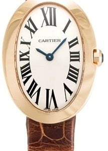 Cartier Damklocka W8000007 Baignoire Silverfärgad/Läder 31.6x24.5 mm