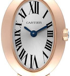 Cartier Damklocka W8000015 Baignoire Silverfärgad/18 karat roséguld