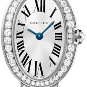 Cartier Damklocka WB520011 Baignoire Silverfärgad/18 karat vitt guld