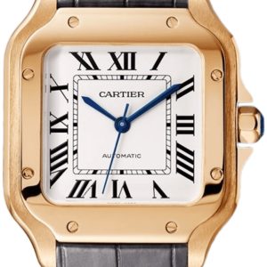 Cartier Herrklocka WGSA0028 Santos De Silverfärgad/Läder
