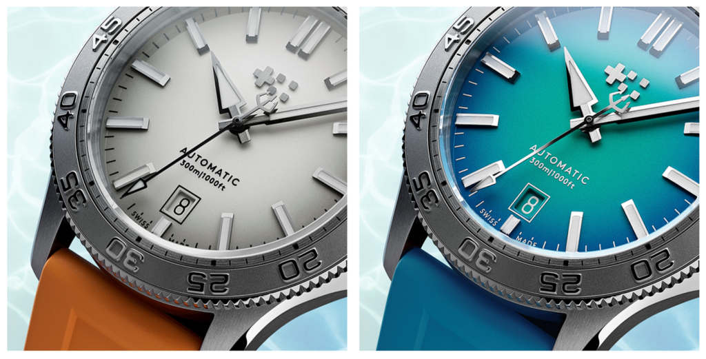 all new christopher ward c60 atoll 300 blue and white closeup