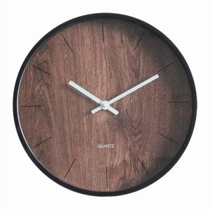 XII wall clock light brown wood steel 30 cm KXD0029