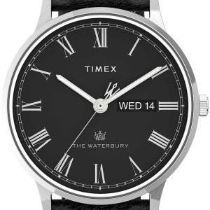 Timex Herrklocka TW2U88600 The Waterbury Svart/Läder Ø40 mm