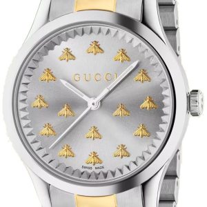Gucci Damklocka YA1265032 G-Timeless Silverfärgad/18 karat gult guld
