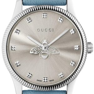 Gucci Damklocka YA1265039 G-Timeless Silverfärgad/Läder Ø29 mm