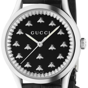 Gucci Damklocka YA1265055 G-Timeless Svart/Läder Ø32 mm