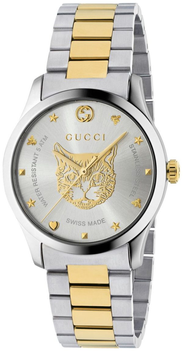 Gucci YA1264074 G-Timeless Silverfärgad/Gulguldtonat stål Ø38 mm