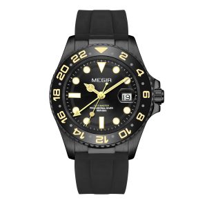 Megir Ceramic GMT Sapphire Black Rubber