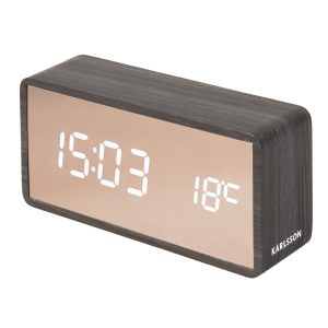 Karlsson Mirror Cooper Alarm Clock LED Väckarklocka KA5878BK - Unisex - 15 cm - Quartz