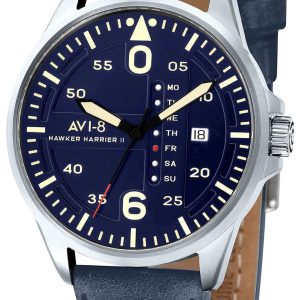 AVI-8 Herrklocka AV-4003-05 Hawker Harrier II Blå/Läder Ø45 mm