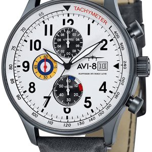 AVI-8 Herrklocka AV-4011-0B Hawker Hurricane Vit/Läder Ø42 mm