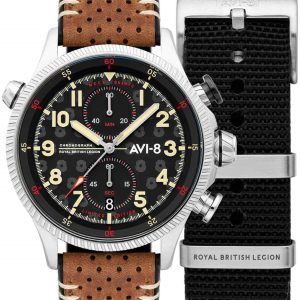 AVI-8 Herrklocka AV-4080-RBL01 Hawker Hunter Svart/Läder Ø44 mm