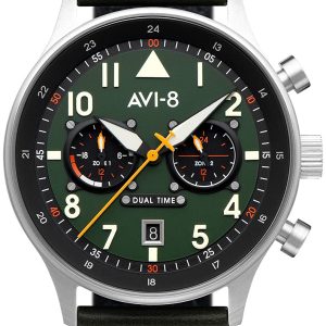 AVI-8 Herrklocka AV-4088-02 Hawker Hurricane Grön/Läder Ø43 mm