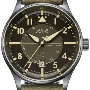 AVI-8 Herrklocka AV-4094-04 Hawker Hurricane Grå/Läder Ø43 mm