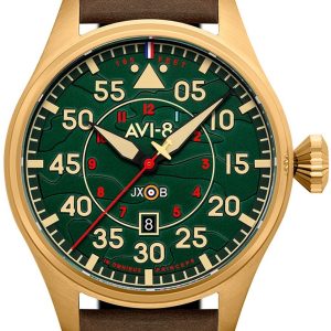 AVI-8 Herrklocka AV-4097-04 Hawker Hurricane Grön/Läder Ø46 mm