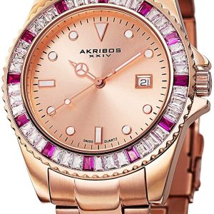 Akribos XXIV AK702RG Roséguldstonad/Roséguldstonat stål Ø40 mm