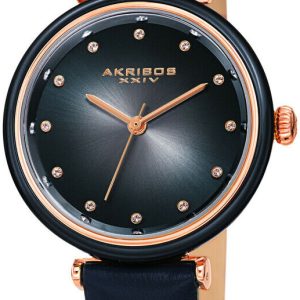 Akribos XXIV Damklocka AK1035BU Crystal Blå/Läder Ø34 mm