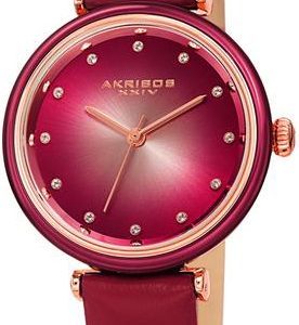 Akribos XXIV Damklocka AK1035PK Crystal Rosa/Läder Ø34 mm