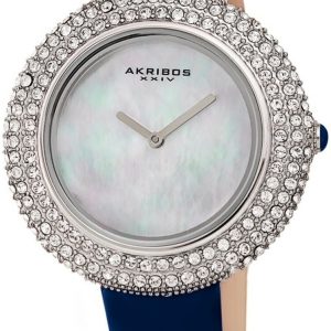 Akribos XXIV Damklocka AK1049BU Crystal Vit/Läder Ø36 mm