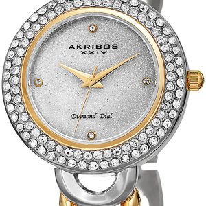 Akribos XXIV Damklocka AK1050TTG Diamond Silverfärgad/Gulguldtonat