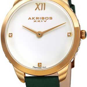 Akribos XXIV Damklocka AK1059GN Diamond Vit/Satin Ø34 mm