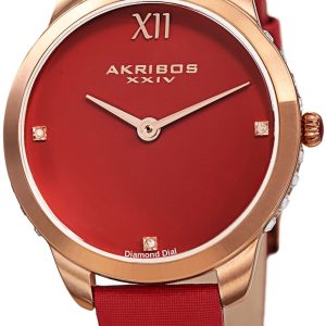 Akribos XXIV Damklocka AK1059RD Diamond Röd/Satin Ø34 mm