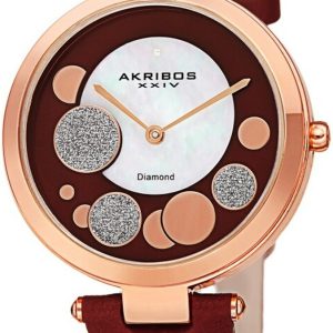 Akribos XXIV Damklocka AK1069BUR Diamond Brun/Läder Ø34 mm