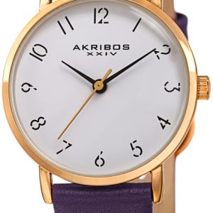 Akribos XXIV Damklocka AK1087PU Classic Vit/Läder Ø28 mm