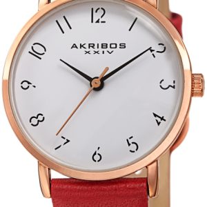 Akribos XXIV Damklocka AK1087RD Classic Vit/Läder Ø28 mm