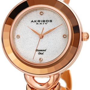 Akribos XXIV Damklocka AK1088RG Diamond Silverfärgad/Roséguldstonat