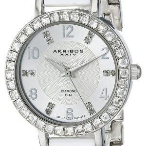 Akribos XXIV Damklocka AK758SSW Diamond Silverfärgad/Stål Ø32 mm