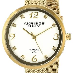 Akribos XXIV Damklocka AK875YG Diamond Vit/Gulguldtonat stål Ø34 mm