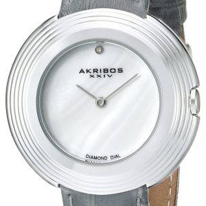 Akribos XXIV Damklocka AK876GY Diamond Silverfärgad/Läder Ø36 mm