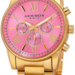 Akribos XXIV Damklocka AK908YGPK Rosa/Gulguldtonat stål Ø41 mm