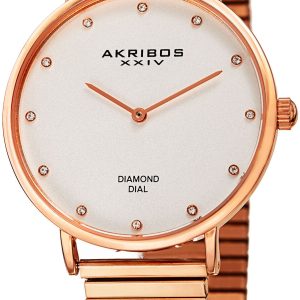 Akribos XXIV Damklocka AK927RG Diamond Silverfärgad/Roséguldstonat