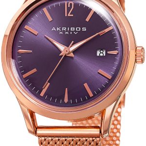 Akribos XXIV Damklocka AK930PU Classic Lila/Roséguldstonat stål