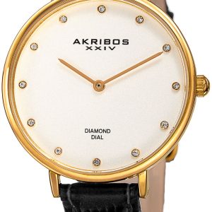 Akribos XXIV Damklocka AK933YG-BX Vit/Läder Ø35 mm