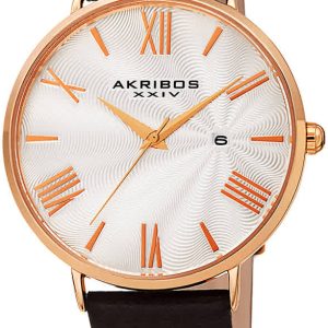 Akribos XXIV Herrklocka AK1041RGBR Waves Vit/Läder Ø42 mm