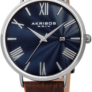 Akribos XXIV Herrklocka AK1041SSBR Waves Blå/Läder Ø42 mm