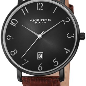 Akribos XXIV Herrklocka AK1077BK Designer Svart/Läder Ø38 mm