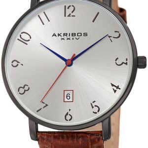 Akribos XXIV Herrklocka AK1077GNBR Designer Silverfärgad/Läder Ø38