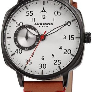 Akribos XXIV Herrklocka AK1109BRBK Analog Vit/Läder Ø42 mm