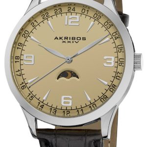 Akribos XXIV Herrklocka AK637SSW Retro Champagnefärgad/Läder Ø40 mm